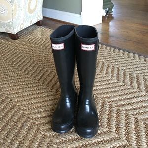 Girls Hunter Black Matte Rainboots Wellies Sz 4 US
